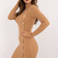 A.T. European Women's Viscose Sweater Dress with Gold Button Details