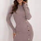 A.T. European Women's Viscose Sweater Dress with Gold Button Details