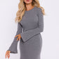 MOE Women's Full Size European Cotton Mini Long Sleeves Sweater Dress with Bell Sleeves