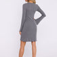 MOE Women's Full Size European Cotton Mini Long Sleeves Sweater Dress with Bell Sleeves