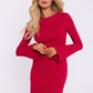 MOE Women's Full Size European Cotton Mini Long Sleeves Sweater Dress with Bell Sleeves