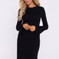 MOE Women's Full Size European Cotton Mini Long Sleeves Sweater Dress with Bell Sleeves