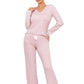 DONNA 2 Piece European Laced Pajama Set with Long Sleeve Top & Loose Pants