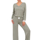 DONNA 2 Piece European Laced Pajama Set with Long Sleeve Top & Loose Pants