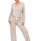 DONNA 2 Piece European Laced Pajama Set with Long Sleeve Top & Loose Pants