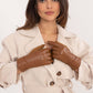 AT Women's Leather European Touche Screen Gloves with Decorative Buttons