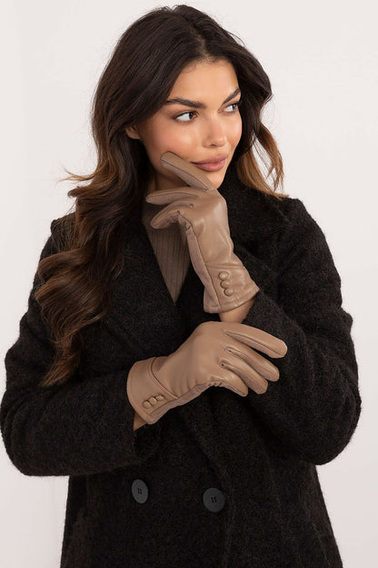AT Women's Leather European Touche Screen Gloves with Decorative Buttons
