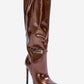 STEP IN STYLE Brown Leather European pointed toe Stilettos Heel Boots