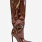 STEP IN STYLE Brown Leather European pointed toe Stilettos Heel Boots