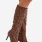 STEP IN STYLE Brown Women's Leopard Print European Heel Boots