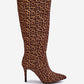 STEP IN STYLE Brown Women's Leopard Print European Heel Boots