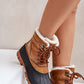 LEE COOPER Brown Women's European Ankle-high Snow boots with Leather &Rubber Material