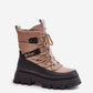 LEE COOPER Beige-Black European Ankle-High Snow boots with Flat Platform