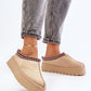 STEP IN STYLE Beige European Snow Slipper-Boots with Thick Platform
