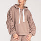 FIGL Women's European Cotton Hooded Sweatshirt with Long Pleated Sleeves