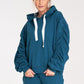 FIGL Women's European Cotton Hooded Sweatshirt with Long Pleated Sleeves