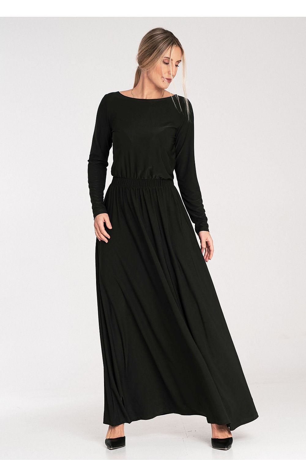FIGL Women's Long Sleeves Modest Maxi Dress with Boat Neckline