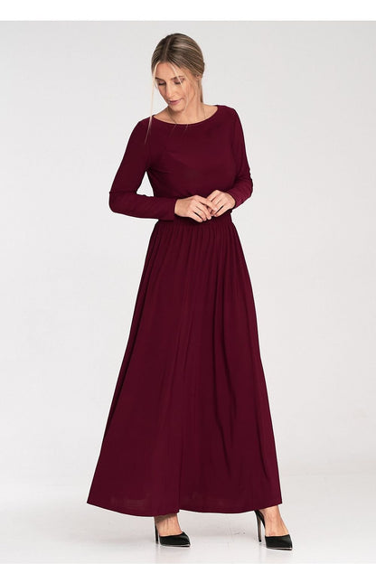 FIGL Women's Long Sleeves Modest Maxi Dress with Boat Neckline