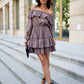ROCO FASHION Women's Casual European Spanish-style Mini Off-the-Shoulder Ruffled Dress