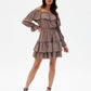 ROCO FASHION Women's Casual European Spanish-style Mini Off-the-Shoulder Ruffled Dress