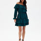 ROCO FASHION Women's Casual European Spanish-style Mini Off-the-Shoulder Ruffled Dress