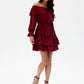 ROCO FASHION Women's Casual European Spanish-style Mini Off-the-Shoulder Ruffled Dress