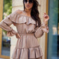 ROCO FASHION Women's Casual European Spanish-style Mini Off-the-Shoulder Ruffled Dress