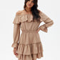 ROCO FASHION Women's Casual European Spanish-style Mini Off-the-Shoulder Ruffled Dress