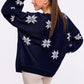 MOE Navy Blue "Merry" Written Oversized Snowflake Christmas Sweater ❄️