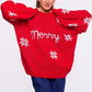 MOE Red "Merry" Written Oversized Snowflake Christmas Sweater ❄️