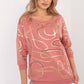 FACTORY PRICE Women's European-made 3/4 Sleeves Blouse with Golden Abstract Art