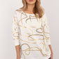 FACTORY PRICE Women's European-made 3/4 Sleeves Blouse with Golden Abstract Art