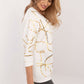 FACTORY PRICE Women's European-made 3/4 Sleeves Blouse with Golden Abstract Art