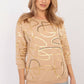 FACTORY PRICE Women's European-made 3/4 Sleeves Blouse with Golden Abstract Art