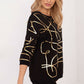 FACTORY PRICE Women's European-made 3/4 Sleeves Blouse with Golden Abstract Art