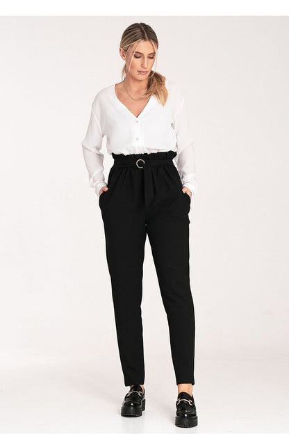 FIGL Women Tapered Bottom Belted Professional Trousers