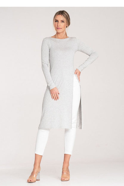 FIGL Women's Casual Long Sleeves Tunic with Striking Slit
