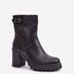 STEP IN STYLE Women's Faux Leather European Ankle Square Heel Boots