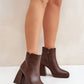 STEP IN STYLE Women's Faux Leather European Squared Heels Boots