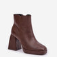 STEP IN STYLE Women's Faux Leather European Squared Heels Boots