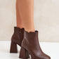 STEP IN STYLE Women's Faux Leather European Squared Heels Boots