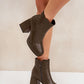 STEP IN STYLE Women's Faux Leather European Squared Heels Boots