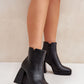 STEP IN STYLE Women's Faux Leather European Squared Heels Boots