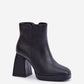 STEP IN STYLE Women's Faux Leather European Squared Heels Boots