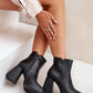 STEP IN STYLE Women's Faux Leather European Squared Heels Boots