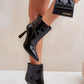 STEP IN STYLE Women's Stylish Chic European Leather High Stiletto Heels Ankle Boots with Wide Ankle