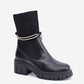 STEP IN STYLE Casual Women's Edgy Chic European Platform Ankle Boot with Leather & Sock Pattern