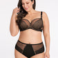 GORSENIA Black European Plus-size Soft Bra with Luxurious Glitter Gold Embellishment