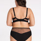 GORSENIA Black European Plus-size Soft Bra with Luxurious Glitter Gold Embellishment