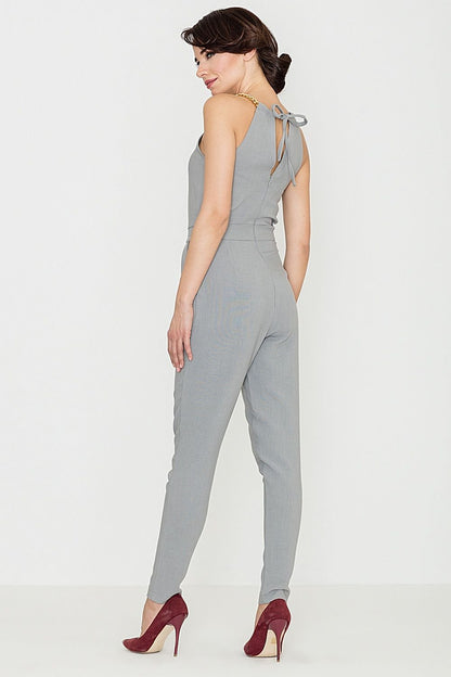 LENITIF Women's Jumpsuit with Metal Chain Decor